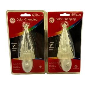 Vintage Lot 2 GE Color Changing Christmas Tree LED Night Light Wall Plug NEW 6"